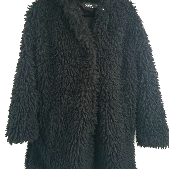 ZARA Black Luxurious Cozy Warm Hooded Teddy Jacket - Picture 5 of 9